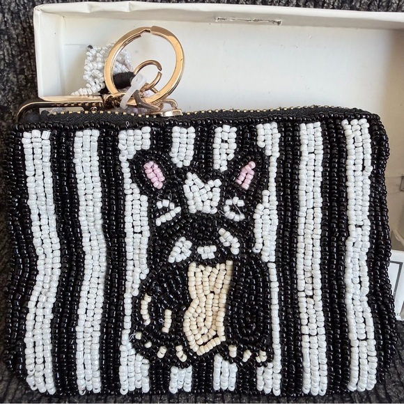 Sincerely Jules Beaded French bulldog Dog print Keychain Pouch -NWT - Picture 4 of 5